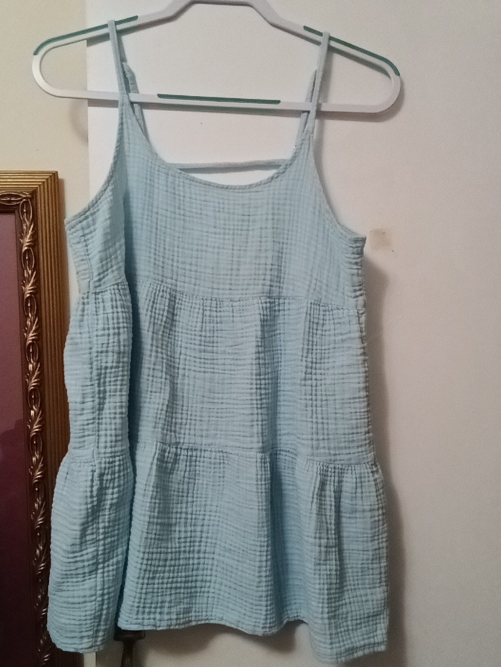 Women's WILD FABLE Light Blue Tiered Cotton Dress